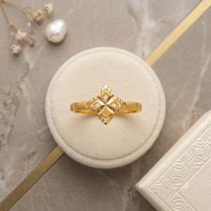 Geometric Floral Gold Ring