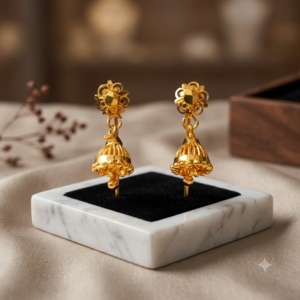 Golden Floral Jhumka Earrings
